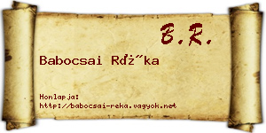 Babocsai Réka névjegykártya